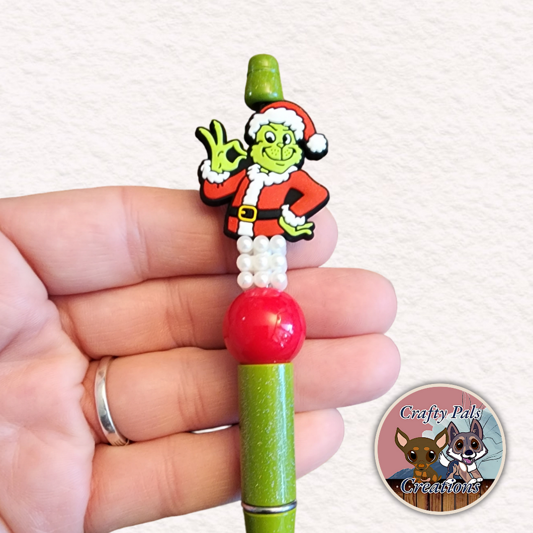 Green Santa Beaded Pen