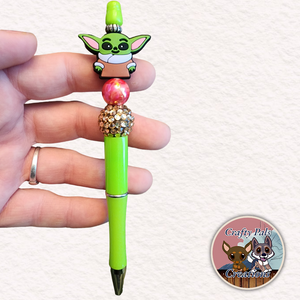 Baby Green Alien Beaded Pen