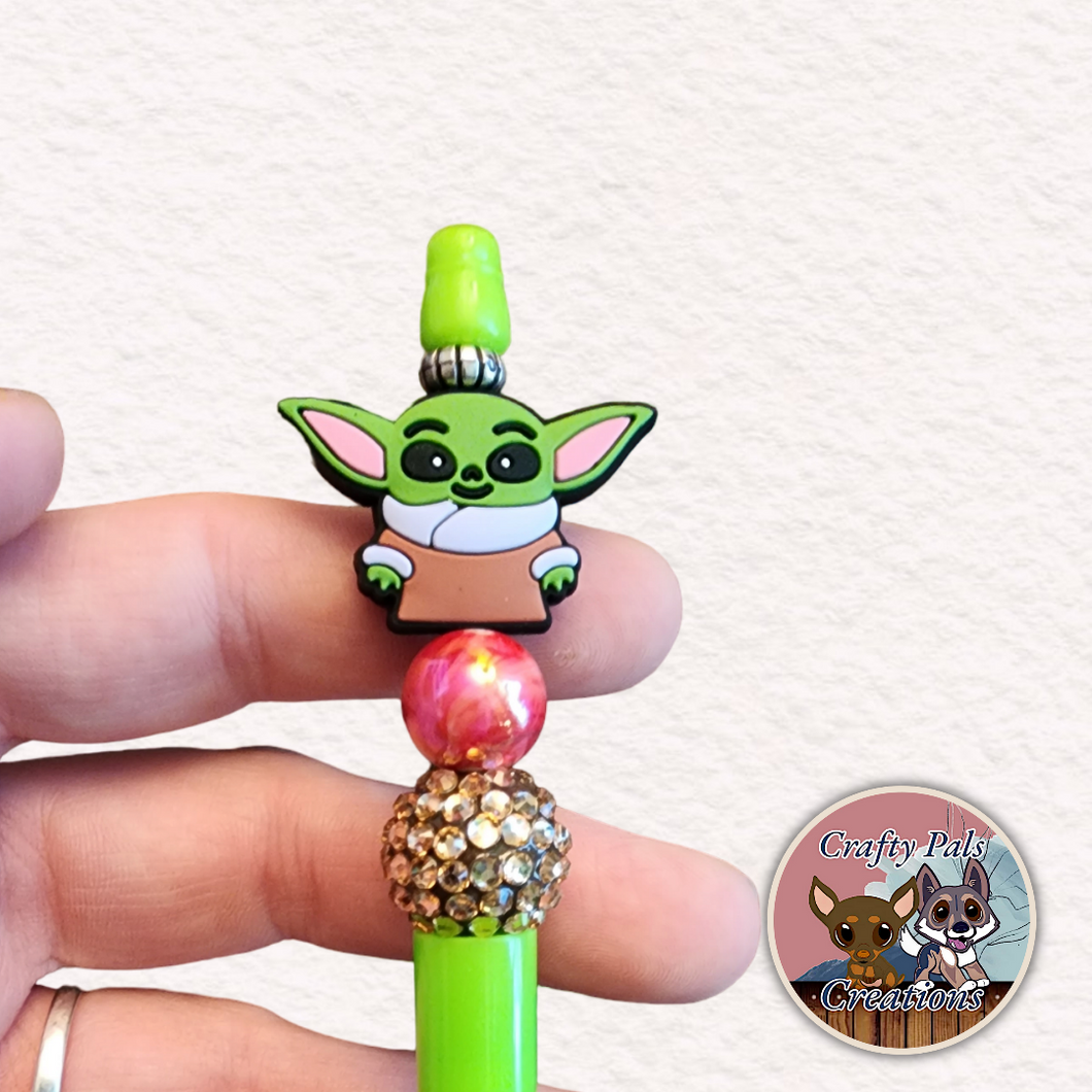 Baby Green Alien Beaded Pen