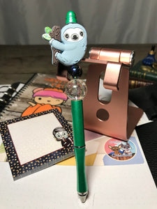 Cute Sloth Beaded Pen - Blue